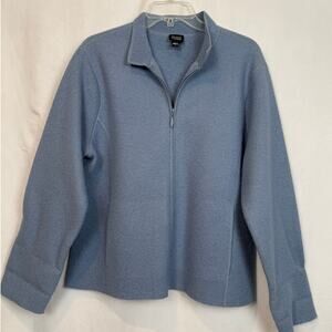 Eileen Fisher Vintage Wool Zip Jacket L Periwinkle Blue AS IS Moth Damage